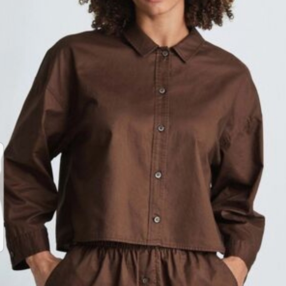Everlane Other - Everlane The Woven Cropped Cotton Button Down PJ Top Small NWT